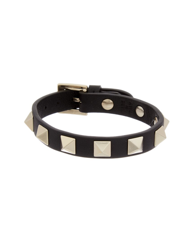 Valentino Garavani Rockstud Leather Bracelet In Black