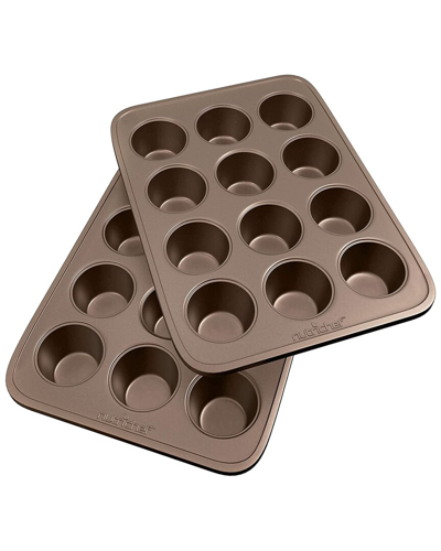 Nutrichef Set Of 2 Kitchen Oven Muffin Baking Pans In Brown