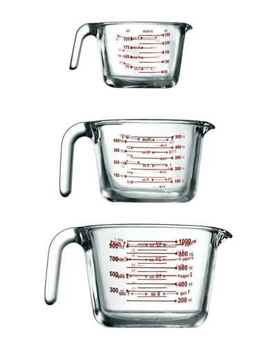 Nutrichef 3pc High Borosilicate Glass Measuring Cup With Customized Scale