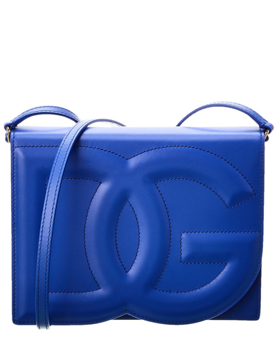 Dolce & Gabbana Dg Logo Flap Leather Shoulder Bag In Blue