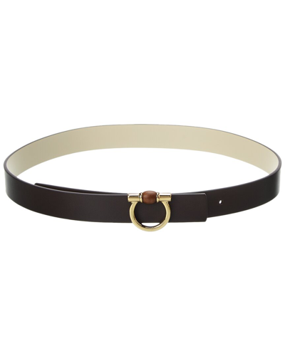 Ferragamo Gancini Reversible & Adjustable Leather Belt In Brown