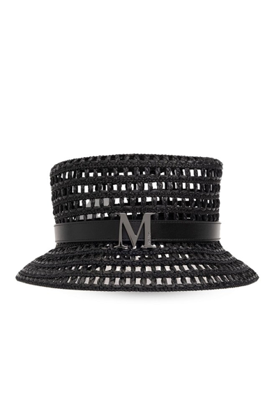 Max Mara Logo Plaque Woven Bucket Hat In Black