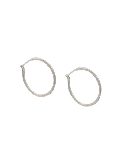 Werkstatt:münchen Werkstatt Munchen Hoop Earrings Fine Hammered M4512 In Silver