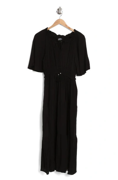 Angie Smocked Maxi Dress In Black