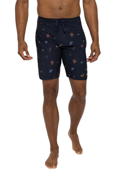 Travis Mathew Sunset Mojito Board Shorts In Dress Blues