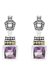 Lagos 18k Gold & Sterling Silver Caviar Color Amethyst Drop Earrings In Purple/silver