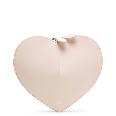 ALAÏA LE COEUR CREME LEATHER CROSSBODY BAG