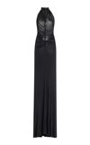 ATLEIN RUCHED JERSEY HALTER GOWN