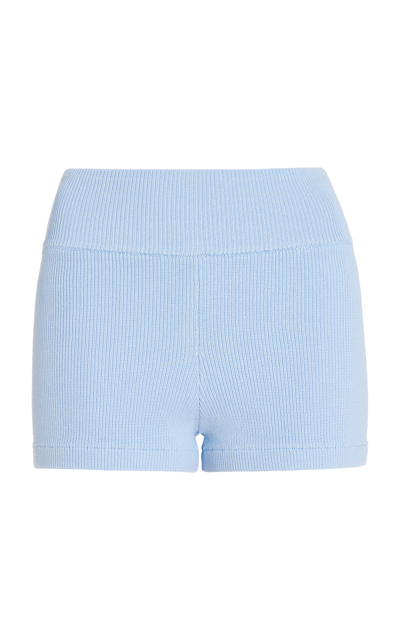 Elce Sol Ribbed-knit Shorts In Blue