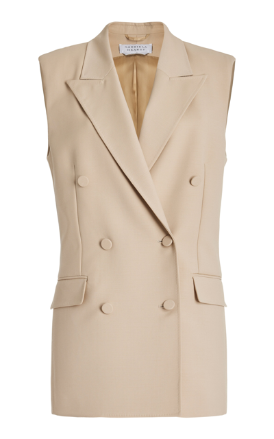 Gabriela Hearst Mayte Wool Crepe Vest In Khaki