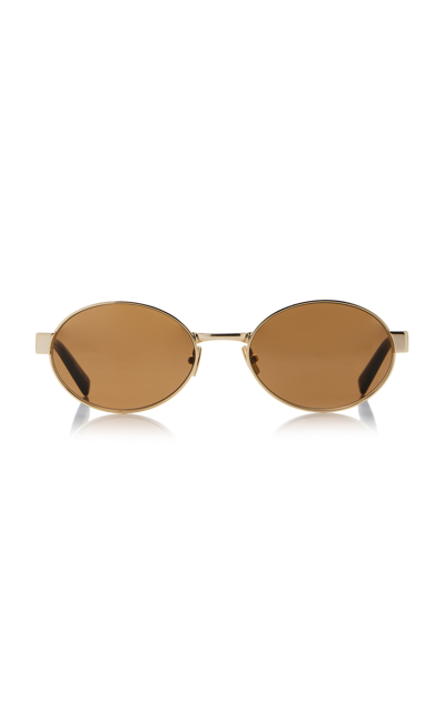 Saint Laurent Round-frame Metal Sunglasses In Brown