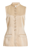 Adam Lippes Tailored Satin Vest In Neutral