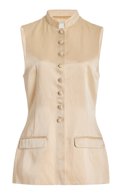 Adam Lippes Tailored Satin Vest In Parchment