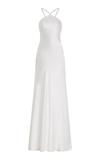 STAUD EXCLUSIVE CADENCE PEARL-EMBELLISHED SATIN MAXI SLIP DRESS