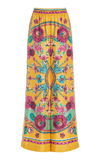 La Doublej Graphic-print Silk Palazzo Pants In Yellow