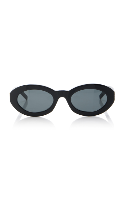 Saint Laurent Black Monogram Oval-frame Sunglasses