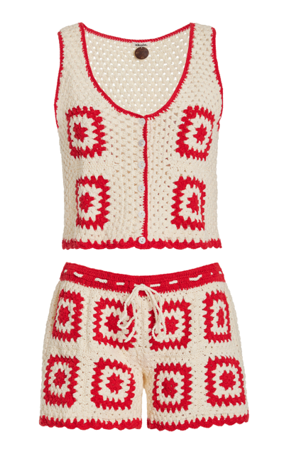 Akoia Swim Baia Crocheted Cotton Set In Red