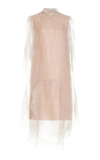 Prada Tie-neck Technical Voile Dress In Neutral