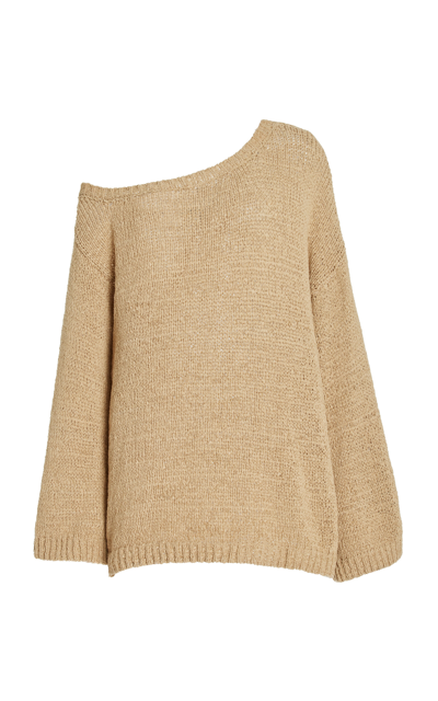 Tove Juin Off-the-shoulder Knit Cotton-blend Sweater In Neutral