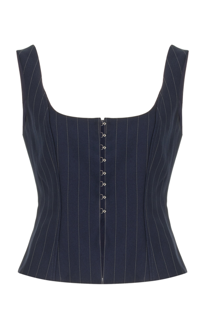 Significant Other Pinstriped Corset Tank Top In Black