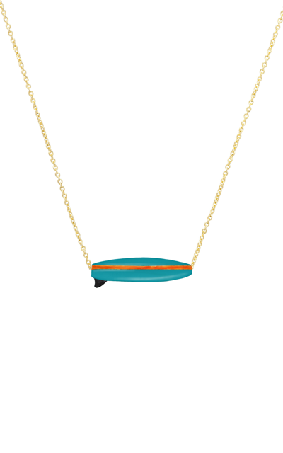 Aliita Surf 9k Yellow Gold Turquoise Necklace In Blue