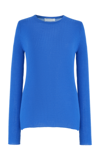 Gabriela Hearst Browning Long-sleeve Crewneck Cashmere-silk Knit Sweater In Blue