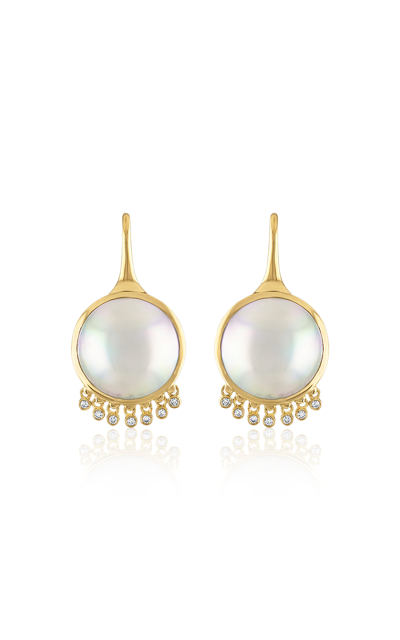 Jade Ruzzo Tennessee 18k Yellow Gold Pearl Earrings In White