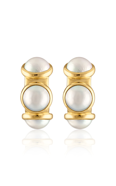 Jade Ruzzo Vic 18k Yellow Gold Pearl Earrings In White