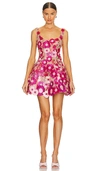 Bronx And Banco Jasmine Floral Applique Fit-&-flare Mini Dress In Pink & Floral