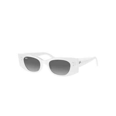 RAY BAN SUNGLASSES UNISEX KAT BIO-BASED - WHITE FRAME GREY LENSES 49-20