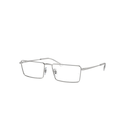 Ray Ban Emy Optics Eyeglasses Silver Frame Clear Lenses Polarized 56-17