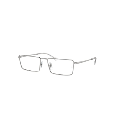 Ray Ban Emy Optics Eyeglasses Silver Frame Clear Lenses Polarized 58-17