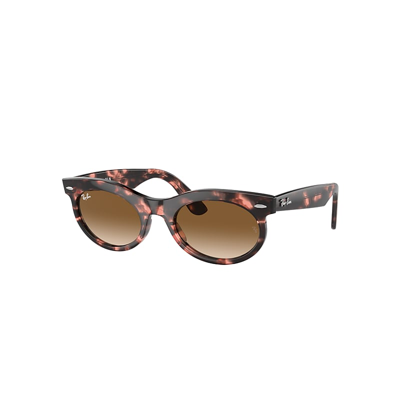 Ray Ban Wayfarer Oval Sunglasses Pink Havana Frame Brown Lenses 50-22