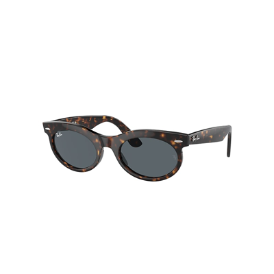 Ray Ban Wayfarer Oval Sunglasses Havana Frame Blue Lenses 50-22