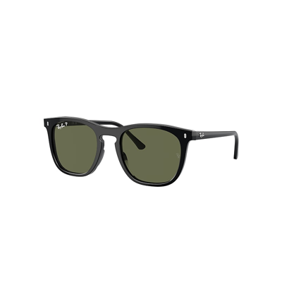 RAY BAN SUNGLASSES UNISEX RB2210 - BLACK FRAME GREEN LENSES POLARIZED 53-21