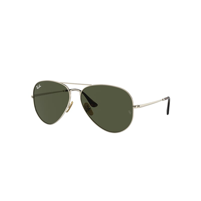 Ray Ban Aviator Titanium Sunglasses Gold Frame Green Lenses 62-14