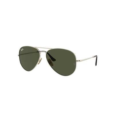 Ray Ban Aviator Titanium Sunglasses Gold Frame Green Lenses 58-14
