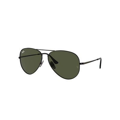 Ray Ban Aviator Titanium Sunglasses Black Frame Green Lenses 58-14