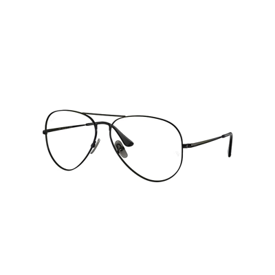 Ray Ban Aviator Titanium Optics Eyeglasses Black Frame Clear Lenses Polarized 58-14