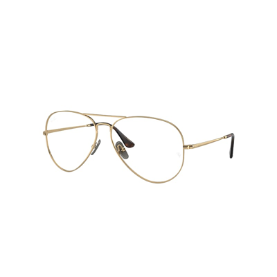 Ray Ban Aviator Titanium Optics Eyeglasses Light Brown Frame Clear Lenses Polarized 58-14