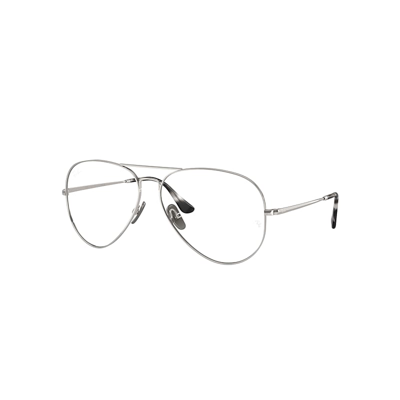 Ray Ban Aviator Titanium Optics Eyeglasses Silver Frame Clear Lenses Polarized 58-14