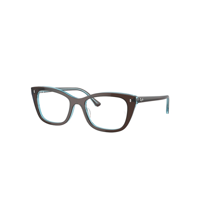 Ray Ban Rb5433 Optics Eyeglasses Brown On Transparent Blue Frame Clear Lenses Polarized 52-19