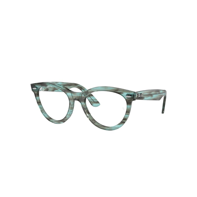 Ray Ban Wayfarer Way Optics Eyeglasses Striped Transparent Green Frame Clear Lenses Polarized 51-21