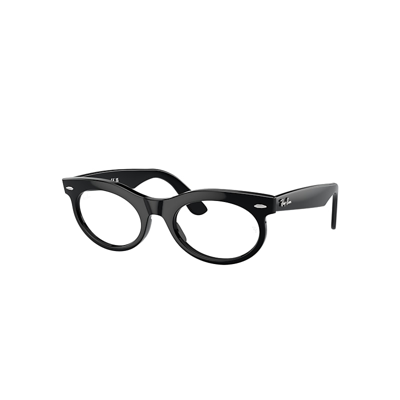 Ray Ban Wayfarer Oval Optics Eyeglasses Black Frame Clear Lenses Polarized 53-22