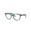 Ray Ban Wayfarer Way Optics Eyeglasses Striped Transparent Green Frame Clear Lenses Polarized 54-21 In Striped Transparent Green
