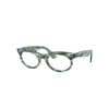 Ray Ban Wayfarer Oval Optics Eyeglasses Striped Transparent Green Frame Clear Lenses Polarized 50-22 In Striped Transparent Green
