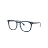 RAY BAN EYEGLASSES UNISEX RB2210V OPTICS - BLUE ON TRANSPARENT BLUE FRAME CLEAR LENSES POLARIZED 53-21