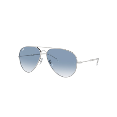 Ray Ban Old Aviator Sunglasses Silver Frame Blue Lenses 58-14