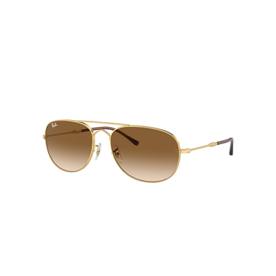 Ray Ban Bain Bridge Sunglasses Gold Frame Brown Lenses 60-17