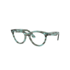 Ray Ban Wayfarer Way Optics Eyeglasses Striped Transparent Green Frame Clear Lenses Polarized 51-21 In Striped Transparent Green
